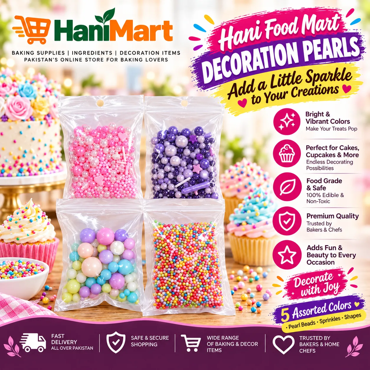 Decoration Pearls Assorted Colors