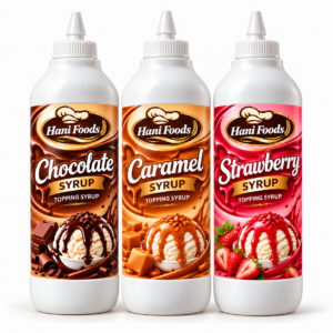 Hani Foods 3 Topping Syrups Bundle - Chocolate, Caramel, Strawberry