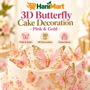 3D Butterfly Cake Decoration – Pink & Gold