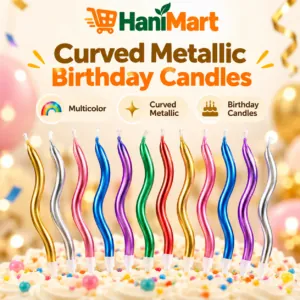 Curved Metallic Birthday Candles – Multicolor