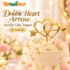 Double Heart Arrow Acrylic Cake Topper – Gold