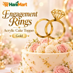 Engagement Rings Acrylic Cake Topper – Gold