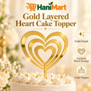 Gold Layered Heart Cake Topper