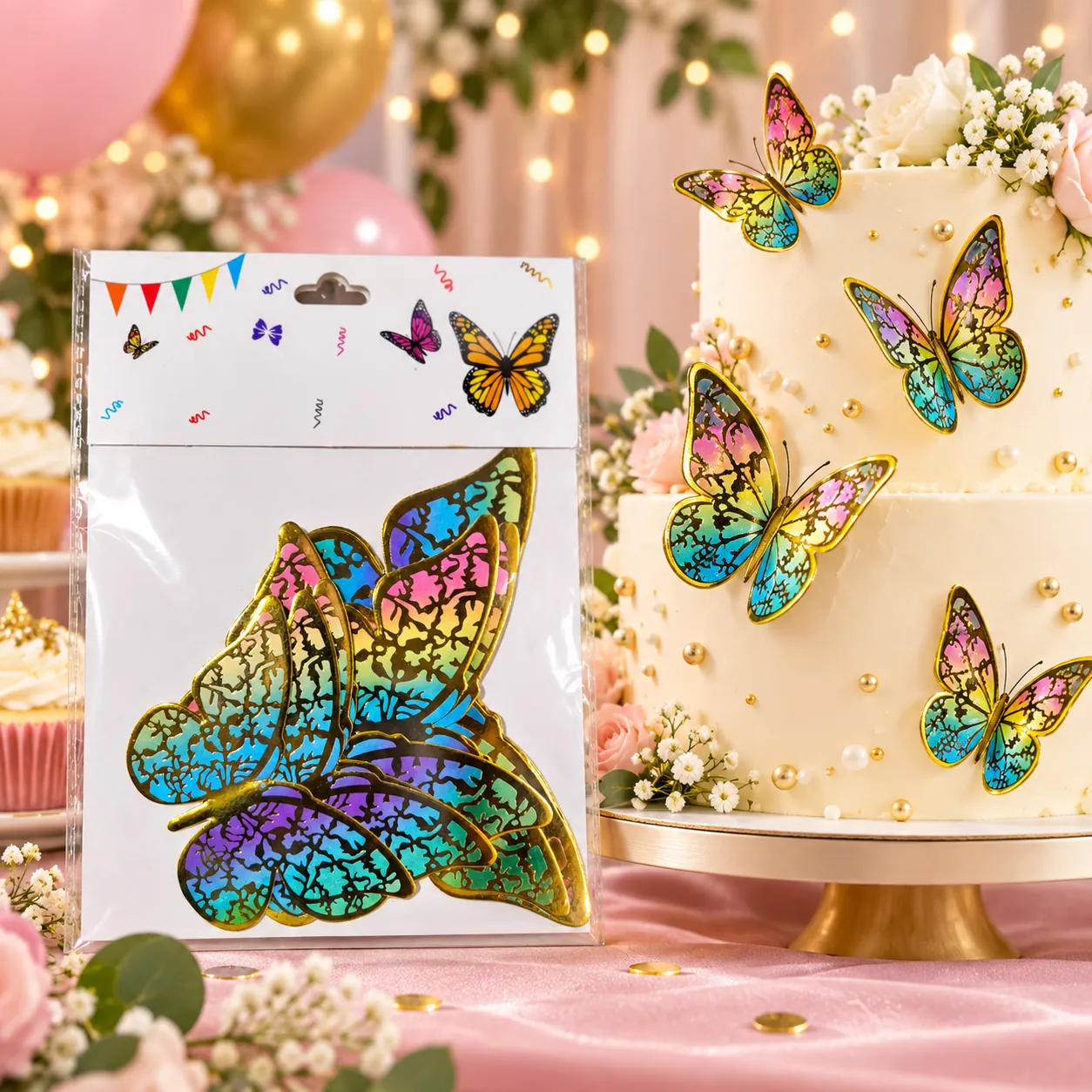 3D Butterfly Decoration – Multicolor, 12 pcs - Image 4