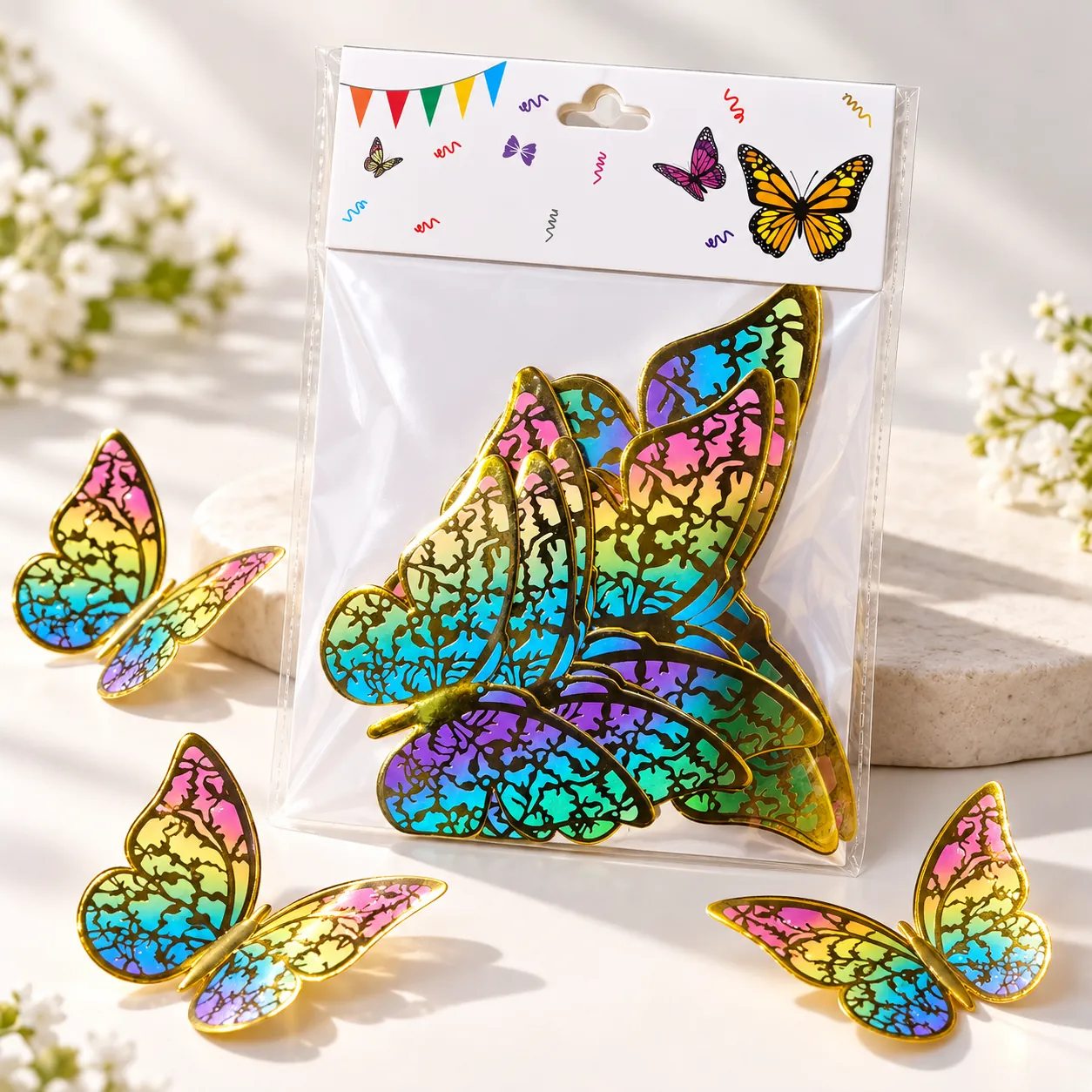 3D Butterfly Decoration – Multicolor, 12 pcs - Image 5