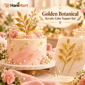 Golden Botanical Acrylic Cake Topper Set — 5 PCS in 1 Pack