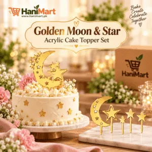 Golden Moon & Star Acrylic Cake Topper Set — 5 PCS in 1 Pack