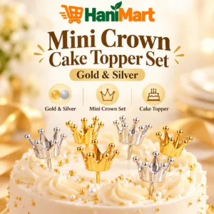 Mini Crown Cake Topper Set – Gold & Silver